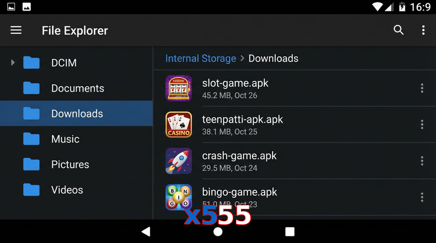 Main screen of X555 gameapk page for PK players